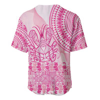 Pink Niue Language Week Baseball Jersey The Rock Coconut Crab - Siapo Pattern LT14 - Polynesian Pride
