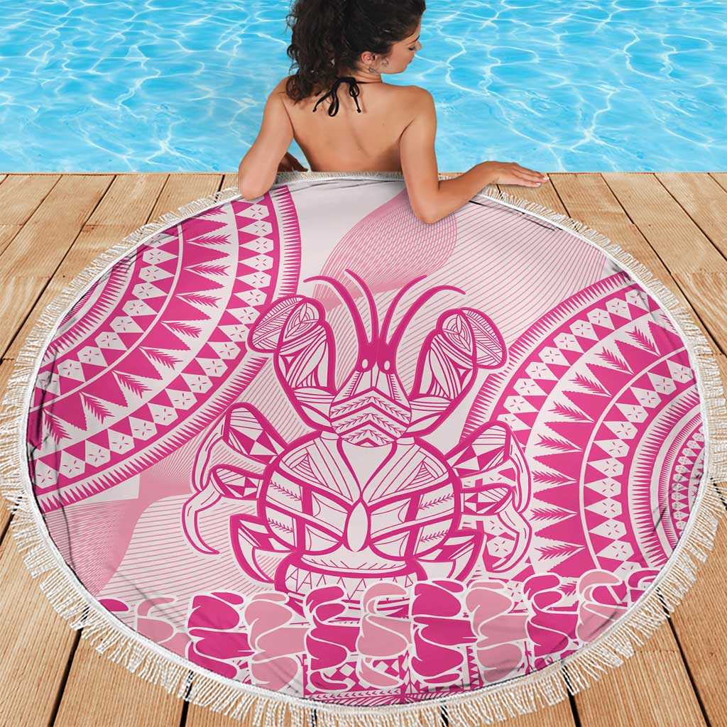Pink Niue Language Week Beach Blanket The Rock Coconut Crab - Siapo Pattern LT14 - Polynesian Pride