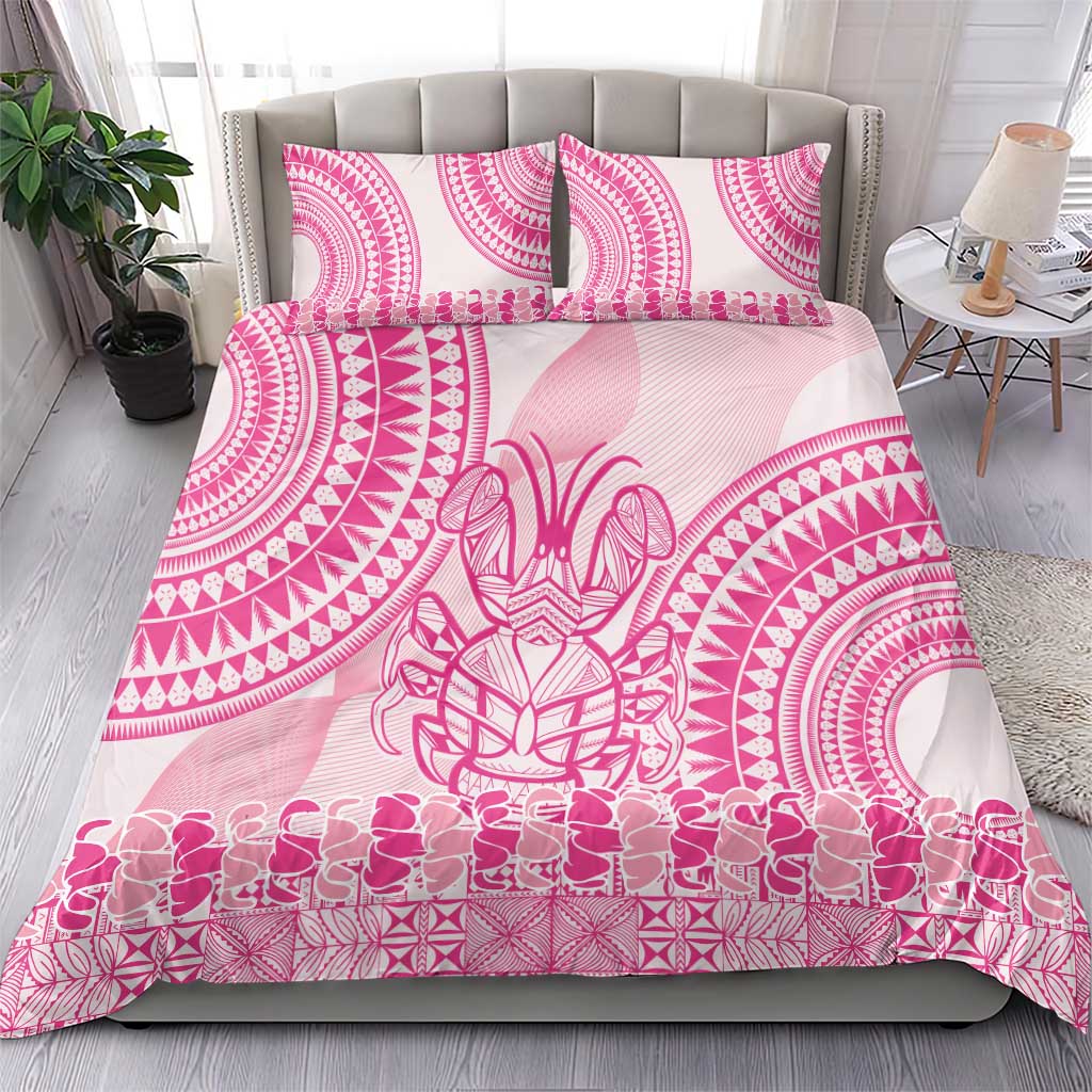Pink Niue Language Week Bedding Set The Rock Coconut Crab - Siapo Pattern LT14 - Polynesian Pride