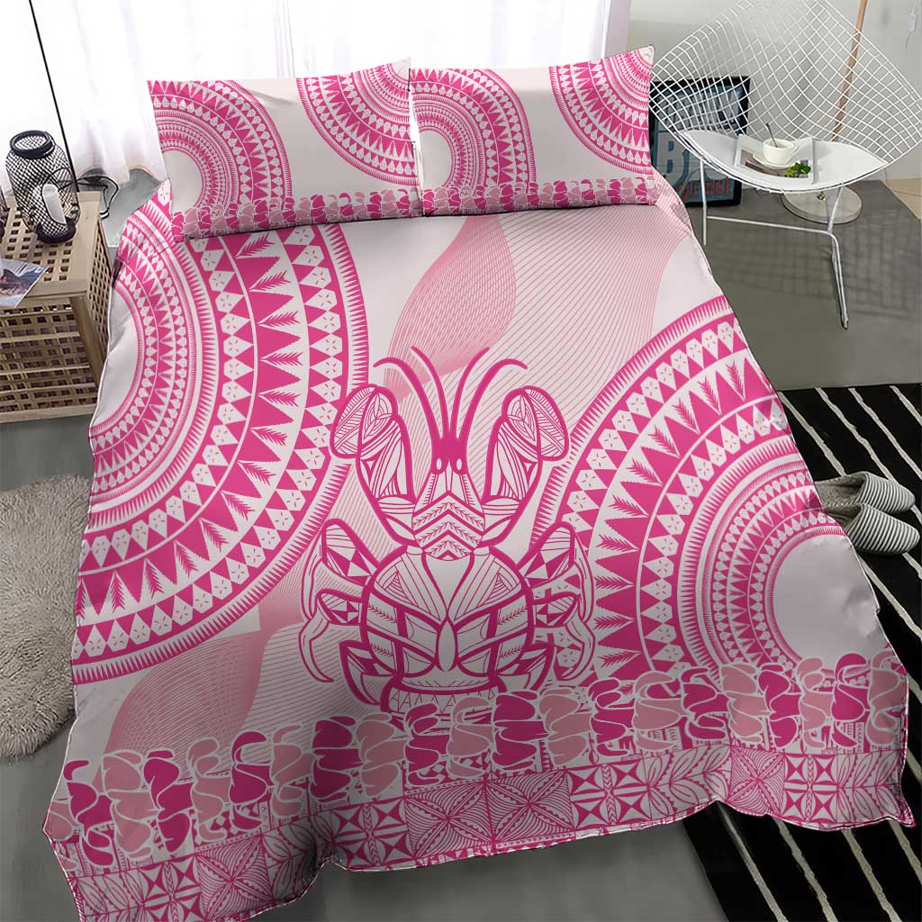 Pink Niue Language Week Bedding Set The Rock Coconut Crab - Siapo Pattern LT14 - Polynesian Pride