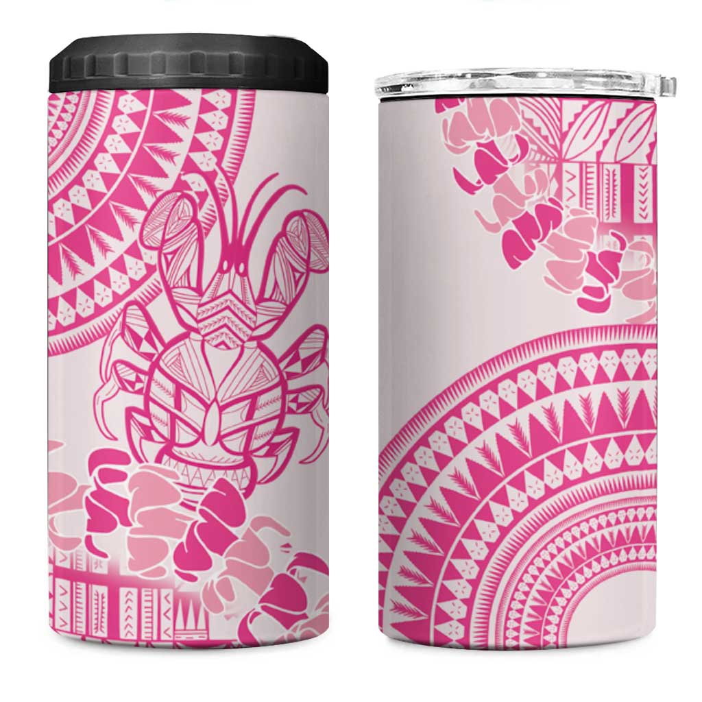 Pink Niue Language Week 4 in 1 Can Cooler Tumbler The Rock Coconut Crab - Siapo Pattern LT14 One Size: 16 oz Pink - Polynesian Pride