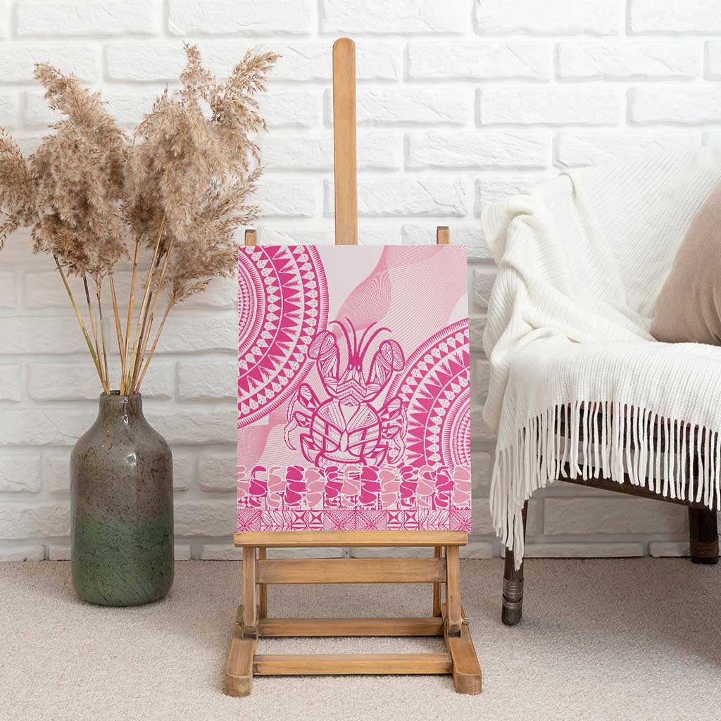 Pink Niue Language Week Canvas Wall Art The Rock Coconut Crab - Siapo Pattern LT14 - Polynesian Pride