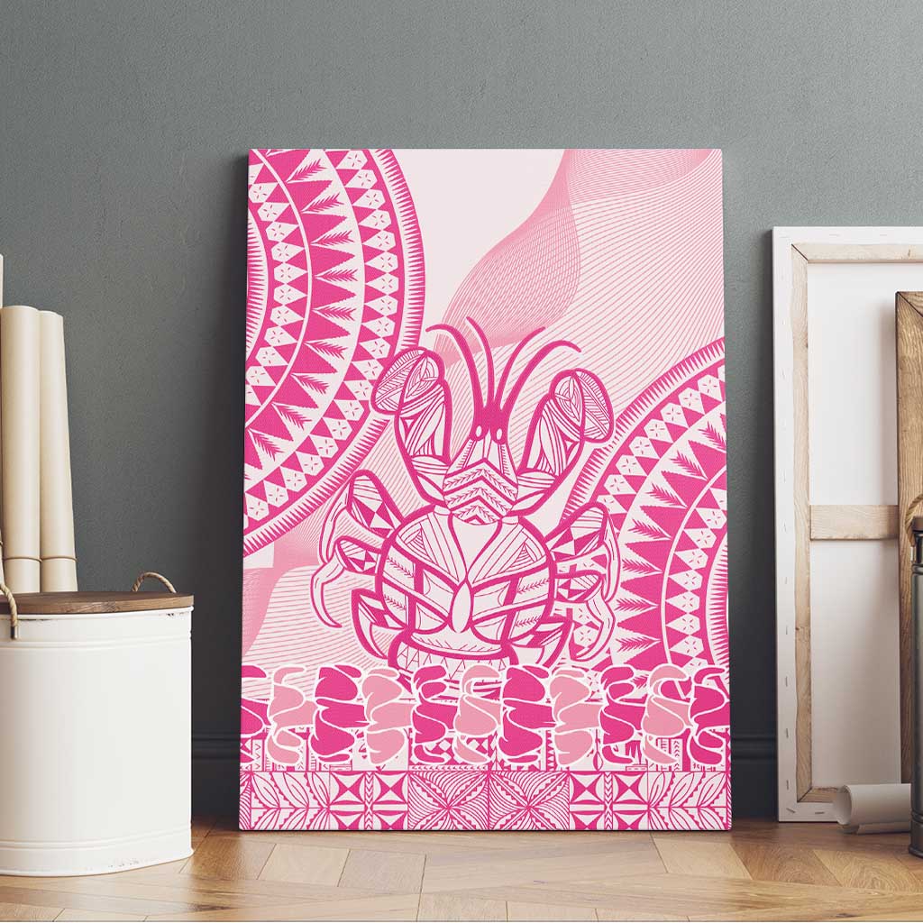 Pink Niue Language Week Canvas Wall Art The Rock Coconut Crab - Siapo Pattern LT14 - Polynesian Pride