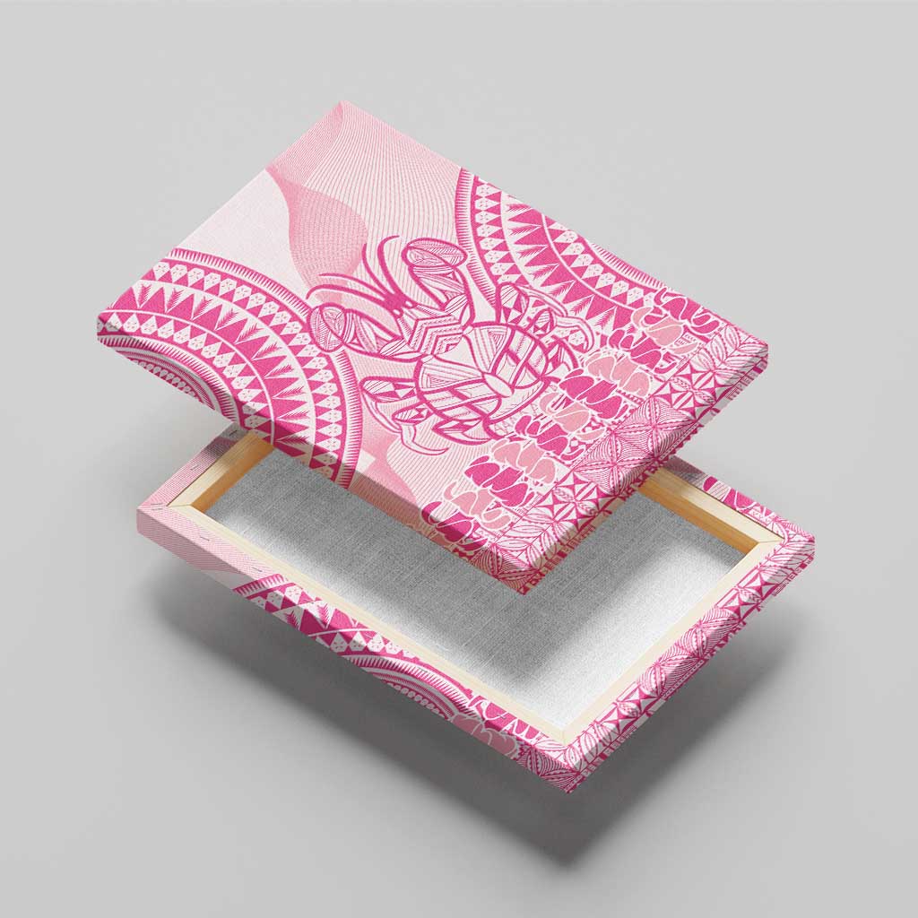 Pink Niue Language Week Canvas Wall Art The Rock Coconut Crab - Siapo Pattern LT14 - Polynesian Pride