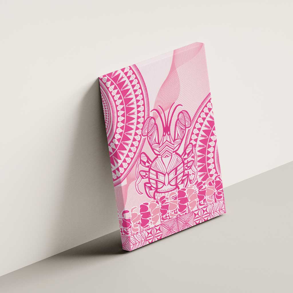 Pink Niue Language Week Canvas Wall Art The Rock Coconut Crab - Siapo Pattern LT14 - Polynesian Pride