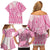 Pink Niue Language Week Family Matching Off Shoulder Short Dress and Hawaiian Shirt The Rock Coconut Crab - Siapo Pattern