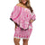 Pink Niue Language Week Family Matching Off Shoulder Short Dress and Hawaiian Shirt The Rock Coconut Crab - Siapo Pattern