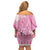 Pink Niue Language Week Family Matching Off Shoulder Short Dress and Hawaiian Shirt The Rock Coconut Crab - Siapo Pattern