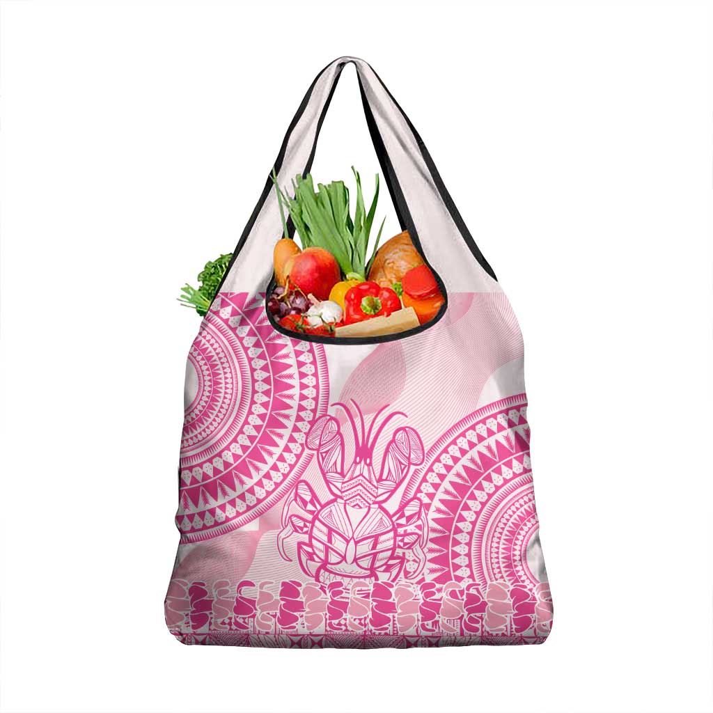 Pink Niue Language Week Grocery Bag The Rock Coconut Crab - Siapo Pattern LT14 1-pack One Size Pink - Polynesian Pride