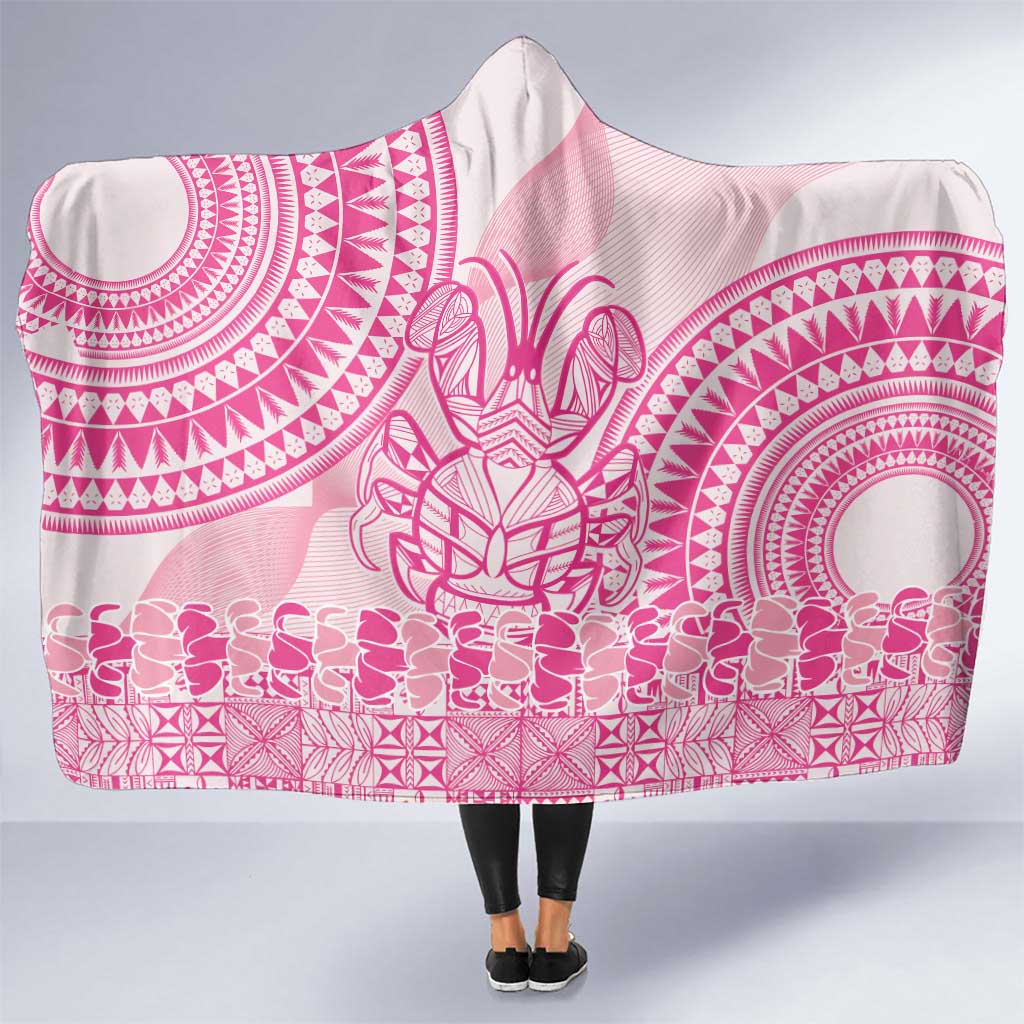 Pink Niue Language Week Hooded Blanket The Rock Coconut Crab - Siapo Pattern LT14 One Size Pink - Polynesian Pride