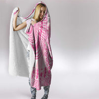 Pink Niue Language Week Hooded Blanket The Rock Coconut Crab - Siapo Pattern LT14 - Polynesian Pride