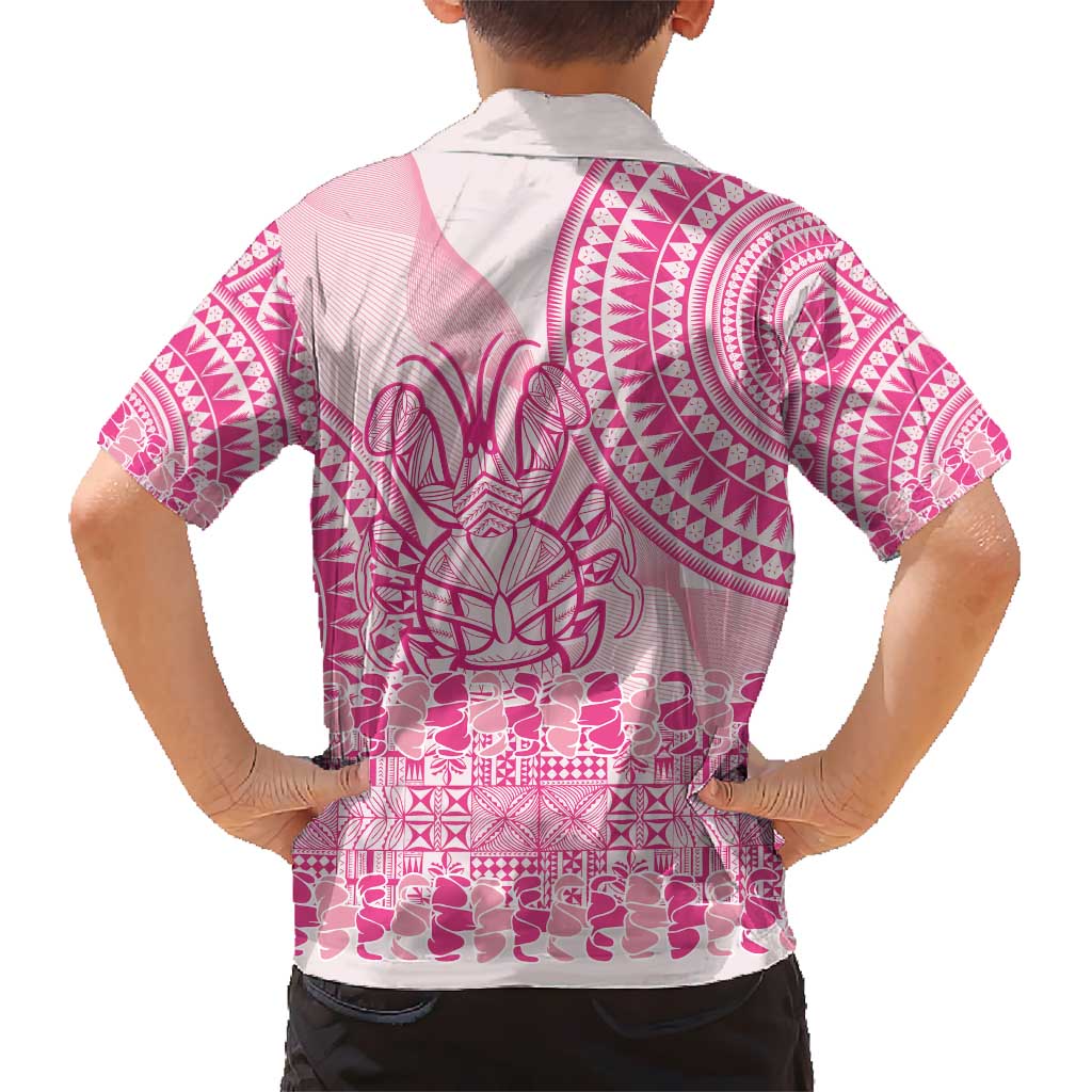Pink Niue Language Week Kid Hawaiian Shirt The Rock Coconut Crab - Siapo Pattern LT14 - Polynesian Pride