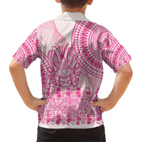 Pink Niue Language Week Kid Hawaiian Shirt The Rock Coconut Crab - Siapo Pattern LT14 - Polynesian Pride