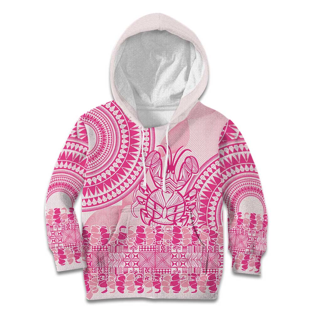 Pink Niue Language Week Kid Hoodie The Rock Coconut Crab - Siapo Pattern LT14 Hoodie Pink - Polynesian Pride