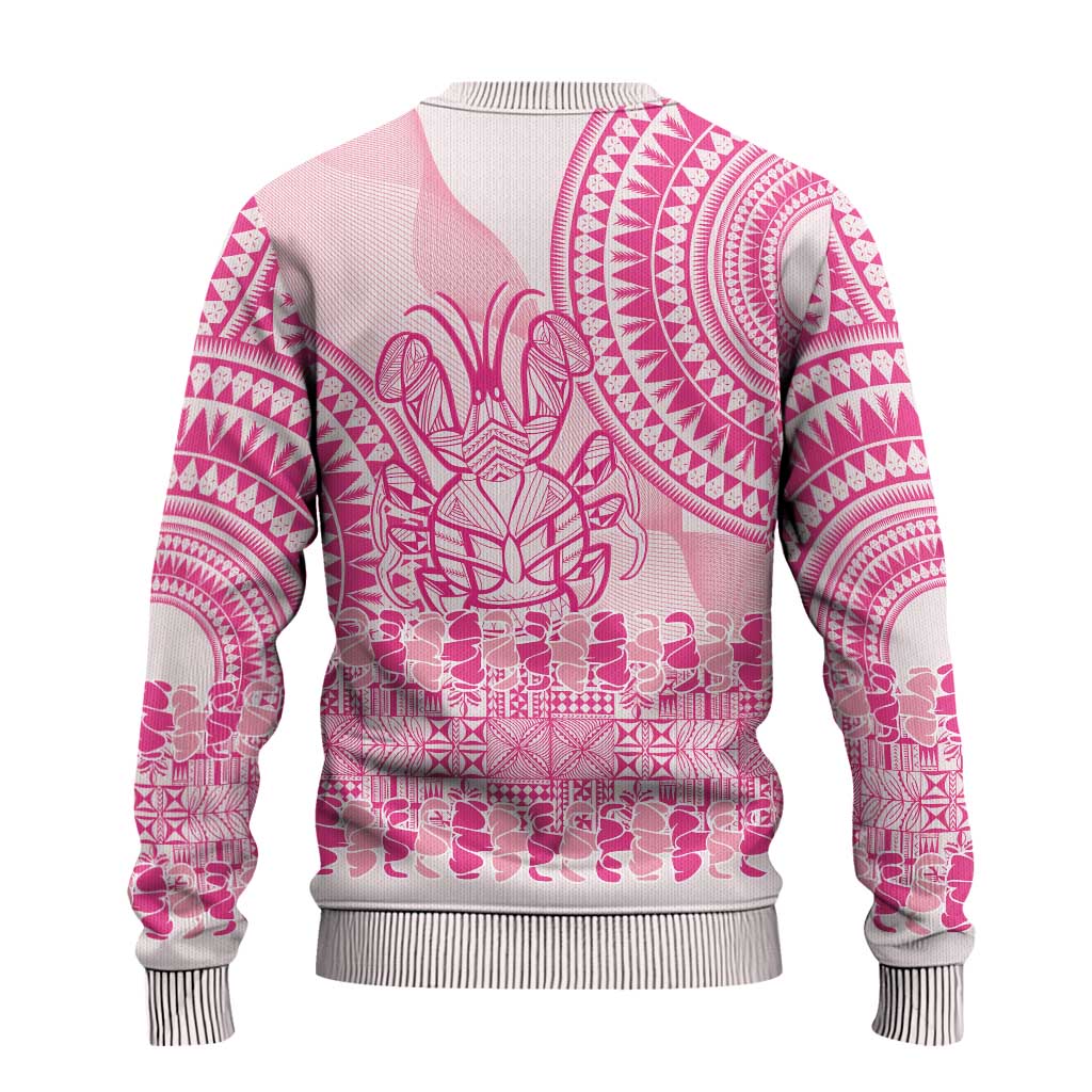 Pink Niue Language Week Ugly Christmas Sweater The Rock Coconut Crab - Siapo Pattern LT14 - Polynesian Pride