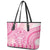 Pink Niue Language Week Leather Tote Bag The Rock Coconut Crab - Siapo Pattern