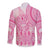 Pink Niue Language Week Long Sleeve Button Shirt The Rock Coconut Crab - Siapo Pattern