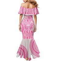Pink Niue Language Week Mermaid Dress The Rock Coconut Crab - Siapo Pattern LT14 - Polynesian Pride