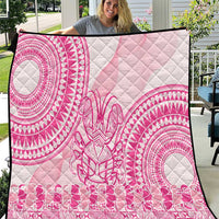 Pink Niue Language Week Quilt The Rock Coconut Crab - Siapo Pattern LT14 Pink - Polynesian Pride