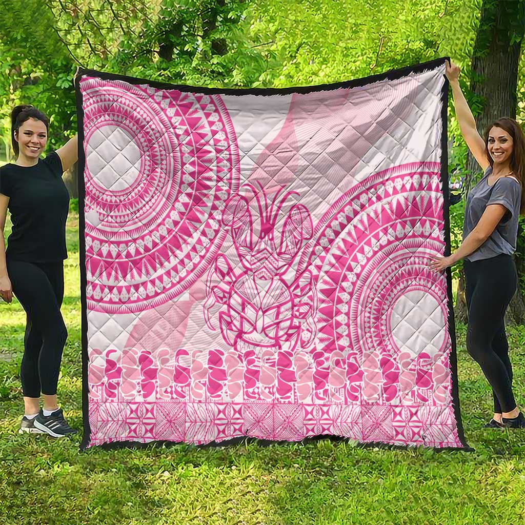 Pink Niue Language Week Quilt The Rock Coconut Crab - Siapo Pattern LT14 - Polynesian Pride