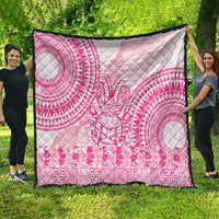 Pink Niue Language Week Quilt The Rock Coconut Crab - Siapo Pattern LT14 - Polynesian Pride