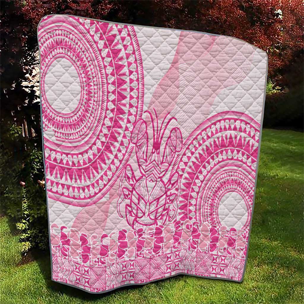 Pink Niue Language Week Quilt The Rock Coconut Crab - Siapo Pattern LT14 - Polynesian Pride