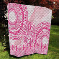 Pink Niue Language Week Quilt The Rock Coconut Crab - Siapo Pattern LT14 - Polynesian Pride