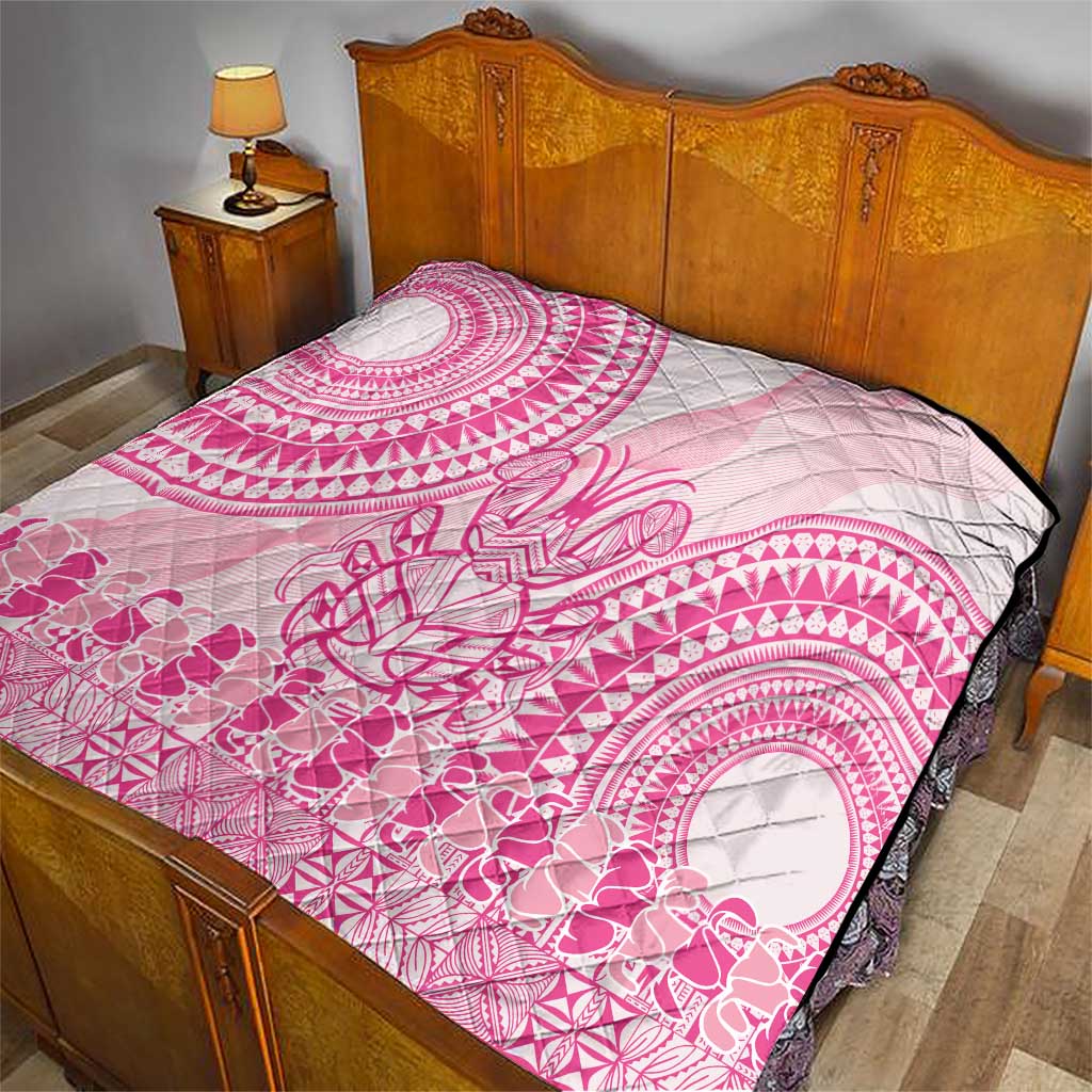 Pink Niue Language Week Quilt The Rock Coconut Crab - Siapo Pattern LT14 - Polynesian Pride