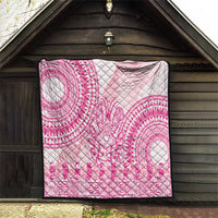 Pink Niue Language Week Quilt The Rock Coconut Crab - Siapo Pattern LT14 - Polynesian Pride