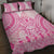 Pink Niue Language Week Quilt Bed Set The Rock Coconut Crab - Siapo Pattern