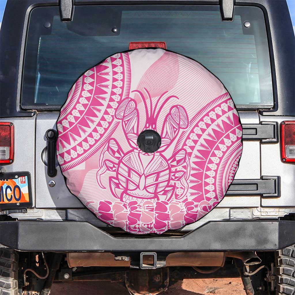 Pink Niue Language Week Spare Tire Cover The Rock Coconut Crab - Siapo Pattern