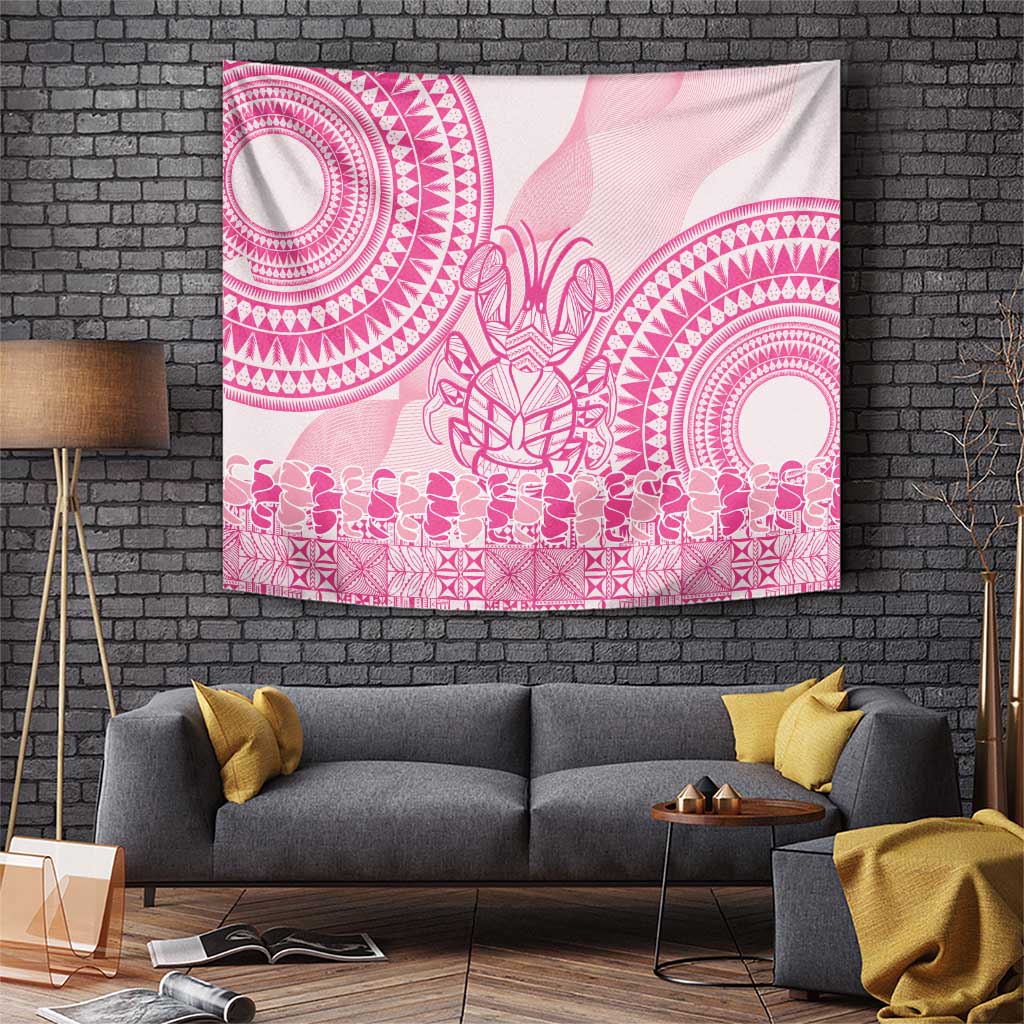 Pink Niue Language Week Tapestry The Rock Coconut Crab - Siapo Pattern LT14 Pink - Polynesian Pride