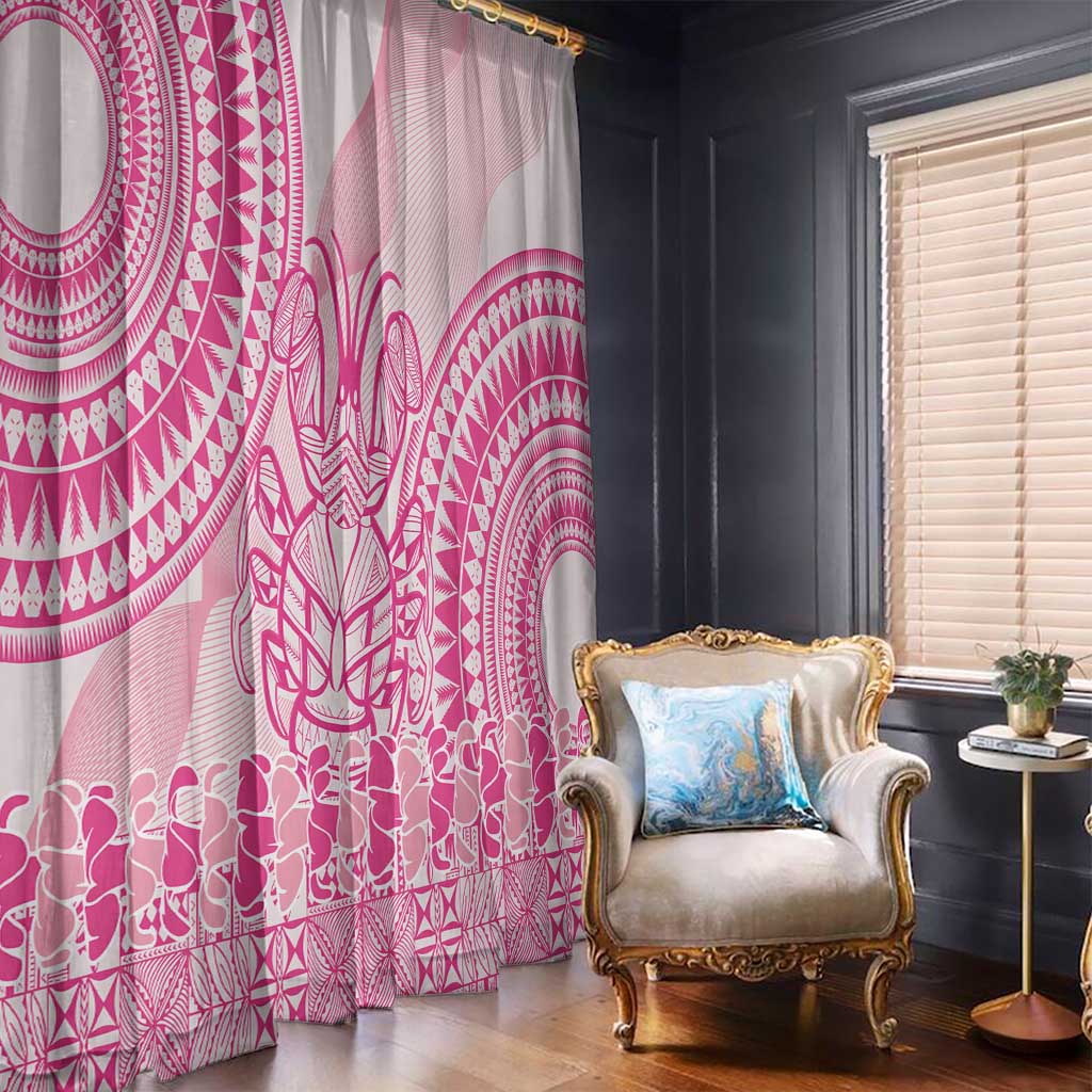 Pink Niue Language Week Window Curtain The Rock Coconut Crab - Siapo Pattern LT14 - Polynesian Pride