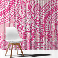 Pink Niue Language Week Window Curtain The Rock Coconut Crab - Siapo Pattern LT14 - Polynesian Pride