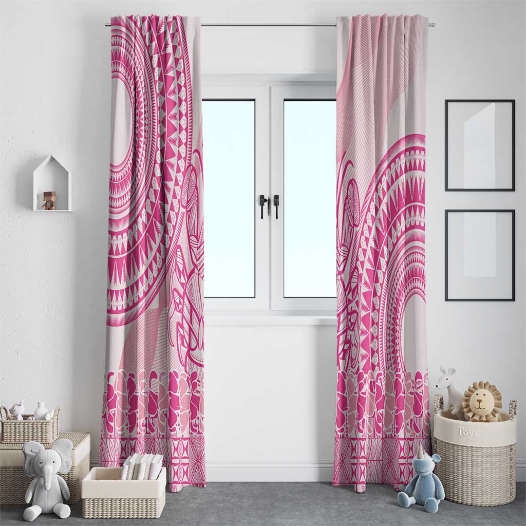 Pink Niue Language Week Window Curtain The Rock Coconut Crab - Siapo Pattern LT14 - Polynesian Pride