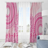 Pink Niue Language Week Window Curtain The Rock Coconut Crab - Siapo Pattern LT14 - Polynesian Pride