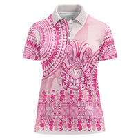 Pink Niue Language Week Women Polo Shirt The Rock Coconut Crab - Siapo Pattern LT14 Female Pink - Polynesian Pride