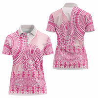 Pink Niue Language Week Women Polo Shirt The Rock Coconut Crab - Siapo Pattern LT14 - Polynesian Pride