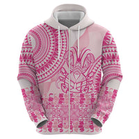 Pink Niue Language Week Zip Hoodie The Rock Coconut Crab - Siapo Pattern LT14 - Polynesian Pride