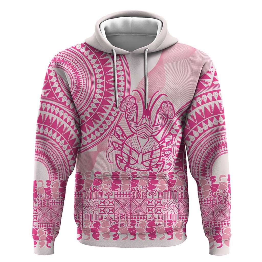 Pink Niue Language Week Zip Hoodie The Rock Coconut Crab - Siapo Pattern LT14 Pullover Hoodie Pink - Polynesian Pride