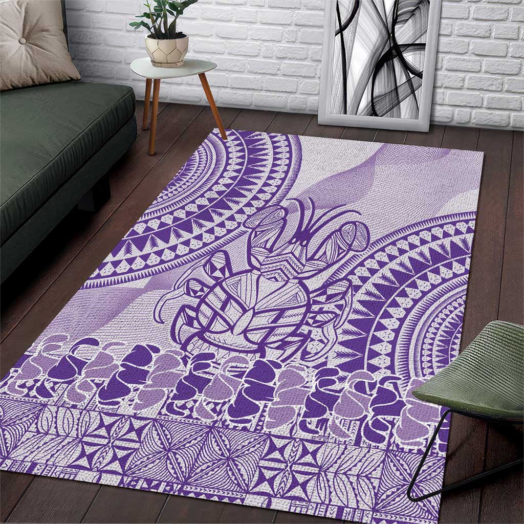 Purple Niue Language Week Area Rug The Rock Coconut Crab - Siapo Pattern LT14 Purple - Polynesian Pride