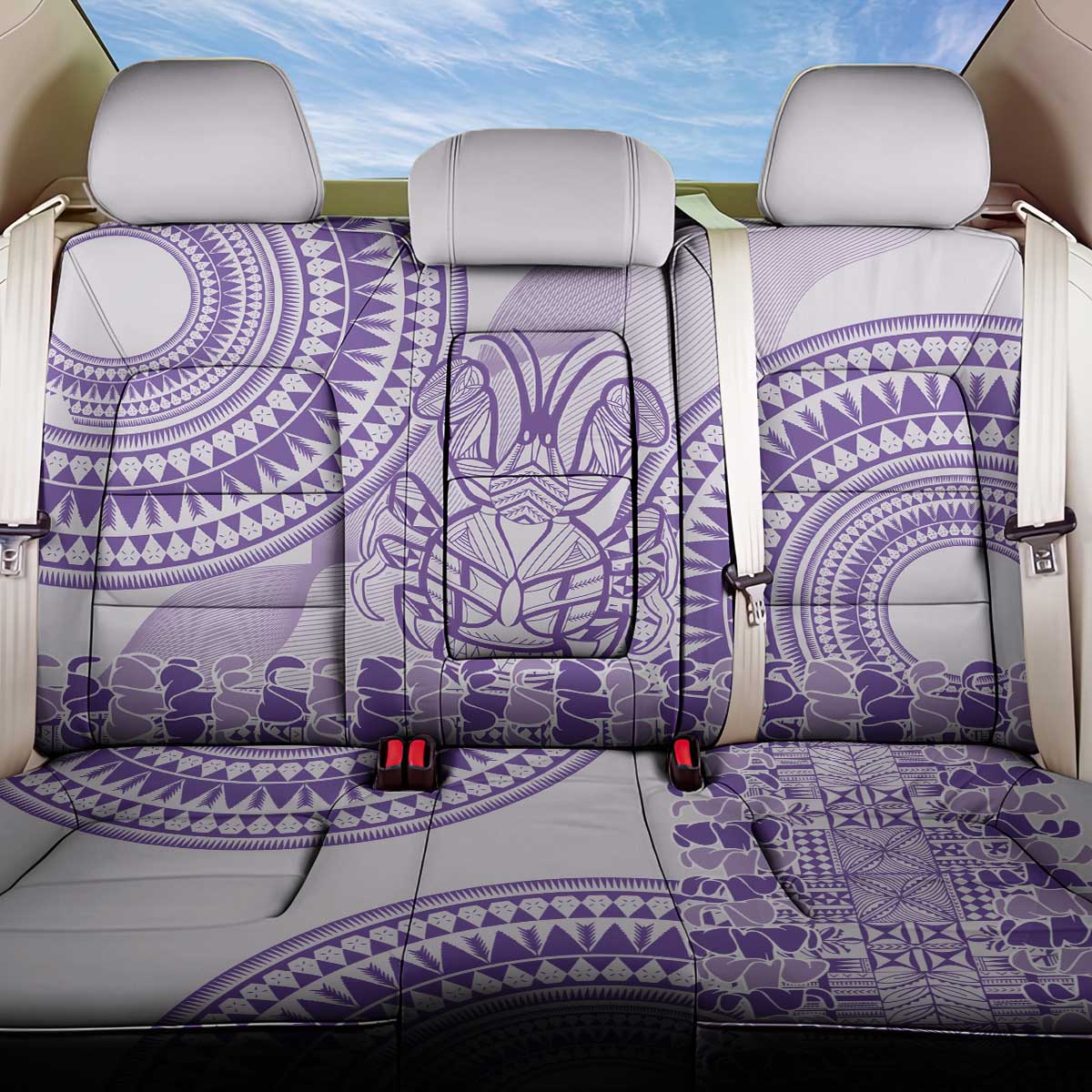 Purple Niue Language Week Back Car Seat Cover The Rock Coconut Crab - Siapo Pattern LT14 One Size Purple - Polynesian Pride