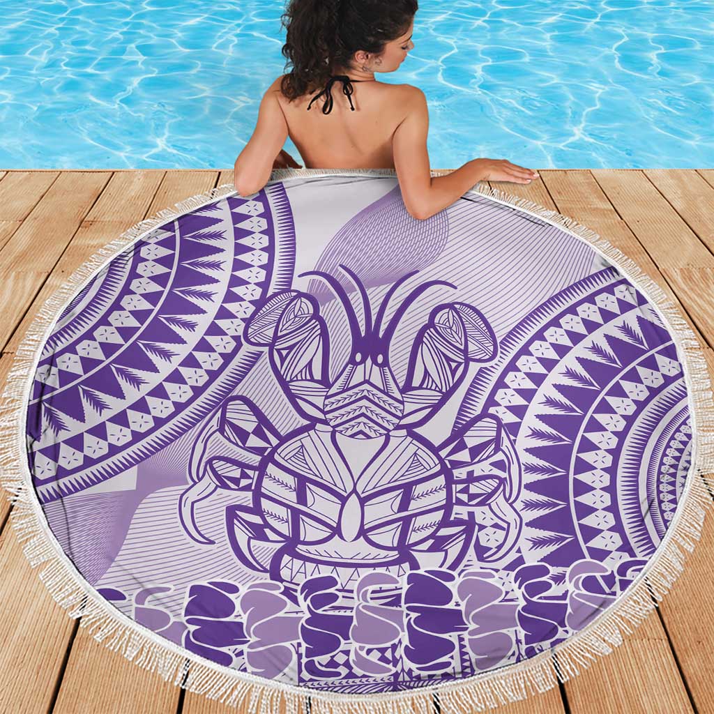 Purple Niue Language Week Beach Blanket The Rock Coconut Crab - Siapo Pattern LT14 - Polynesian Pride
