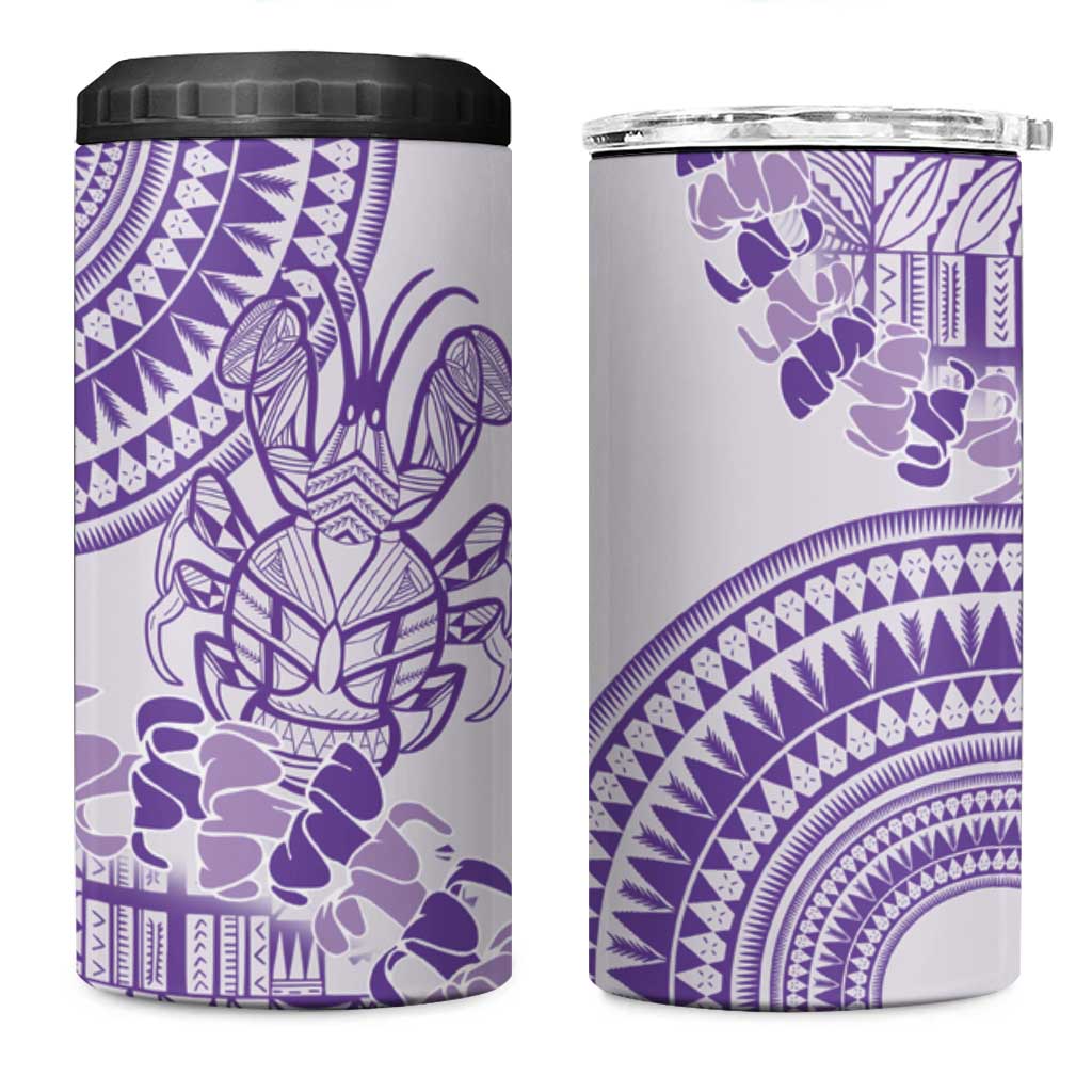 Purple Niue Language Week 4 in 1 Can Cooler Tumbler The Rock Coconut Crab - Siapo Pattern LT14 One Size: 16 oz Purple - Polynesian Pride