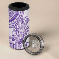 Purple Niue Language Week 4 in 1 Can Cooler Tumbler The Rock Coconut Crab - Siapo Pattern LT14 - Polynesian Pride