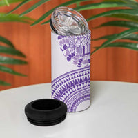 Purple Niue Language Week 4 in 1 Can Cooler Tumbler The Rock Coconut Crab - Siapo Pattern LT14 - Polynesian Pride