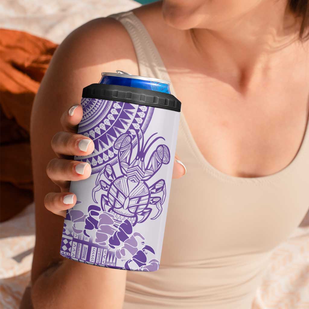 Purple Niue Language Week 4 in 1 Can Cooler Tumbler The Rock Coconut Crab - Siapo Pattern LT14 - Polynesian Pride