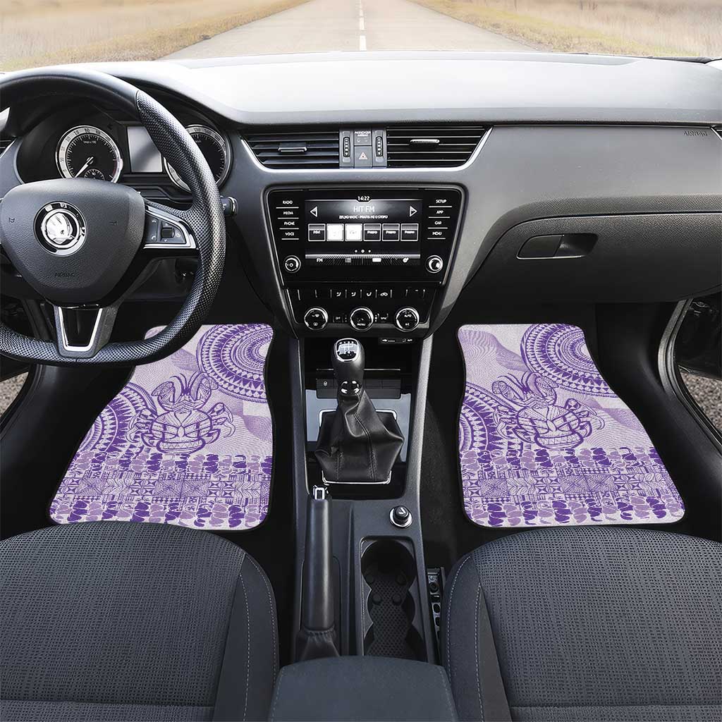 Purple Niue Language Week Car Mats The Rock Coconut Crab - Siapo Pattern LT14 Set 2pcs - Front Purple - Polynesian Pride