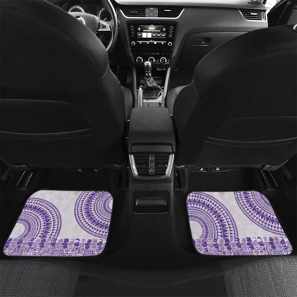 Purple Niue Language Week Car Mats The Rock Coconut Crab - Siapo Pattern LT14 Set 2pcs - Back Purple - Polynesian Pride