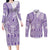 Purple Niue Language Week Couples Matching Long Sleeve Bodycon Dress and Long Sleeve Button Shirt The Rock Coconut Crab - Siapo Pattern